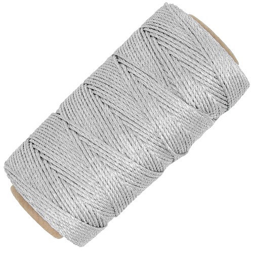 1mm Metallic Glitter 3 strands thread spool for macramé - Silver x125m