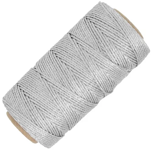 1mm Metallic Glitter 3 strands thread spool for macramé - Silver x125m