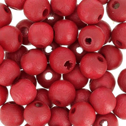 Wooden round beads 6mm Red x25