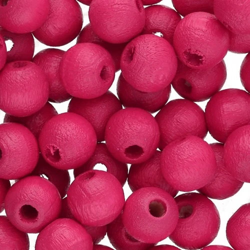 Wooden round beads 6mm Fuchsia x25