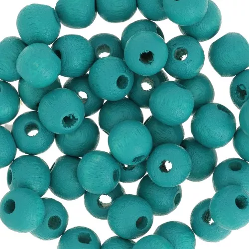 Wooden round beads 6mm Peacock Blue x25