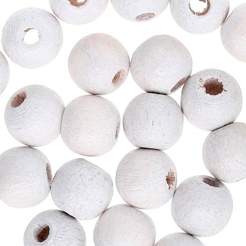 Wooden round beads 6mm White x25