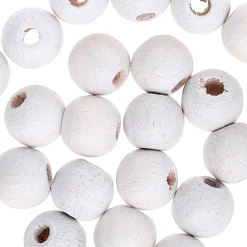 Wooden round beads 6mm White x25