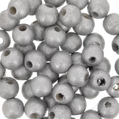 Wooden round beads 6mm Silver tone  x25