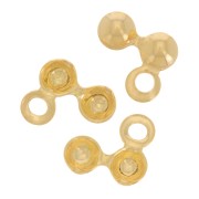 3mm 925 Sterling Silver Clamshell beads with closed ring - Fine Gold Plated x4