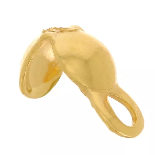 4mm 925 Sterling Silver Clamshell beads with closed ring - Fine Gold Plated x4