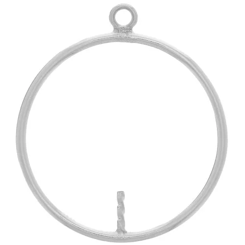 20mm 925 Sterling Silver Round pendant for half-drilled round bead x1