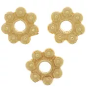 6mm Flower flat beads - 3 microns Gold plated x4