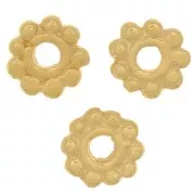 6mm Flower flat beads - 3 microns Gold plated x4