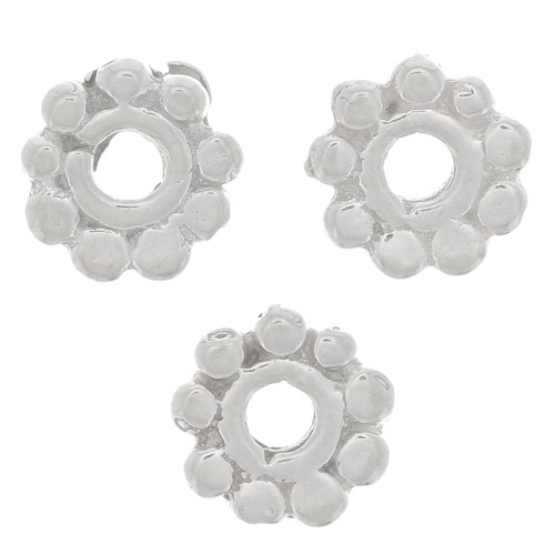 6mm 925 Sterling Silver spacer flower x4