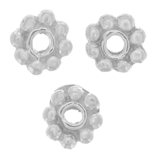 4mm 925 Sterling Silver spacer flower x4