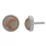 6mm cabochon holder rod - Silver Tone x1