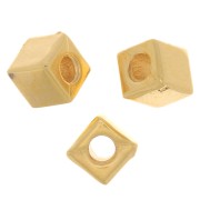 5mm Cube bead - 3 microns Gold plated x1|raw }}