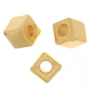 5mm Cube bead - 3 microns Gold plated x1