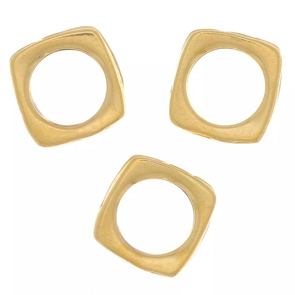 7mm square flat round bead large hole microns gold plated x1