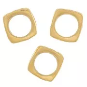 7mm square flat round bead - large hole - 3 microns gold plated x1