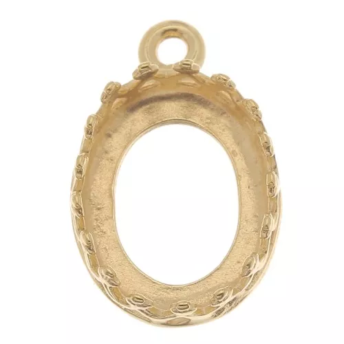 Oval pendant setting for 10x8mm cabochon - 3 micron gold plated x1