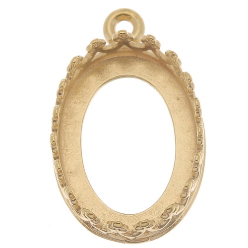 Oval pendant setting for 14x10mm cabochon - 3 micron gold plated x1