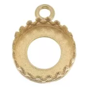 Round pendant setting for 10mm cabochon - 3 microns gold plated x1