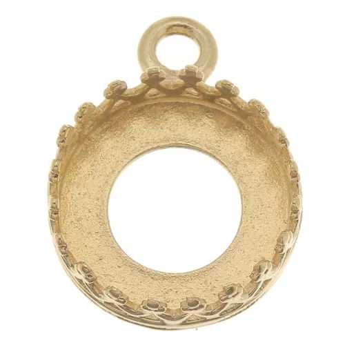 Round pendant setting for 10mm cabochon - 3 microns gold plated x1