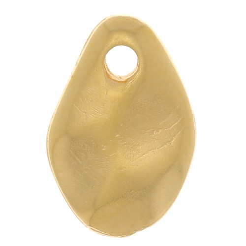 10x6mm Irregular wavy drop Charm - 3 microns Gold plated x1