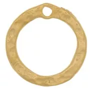 13mm Hammered hollow circle charm - 3 microns gold plated x1