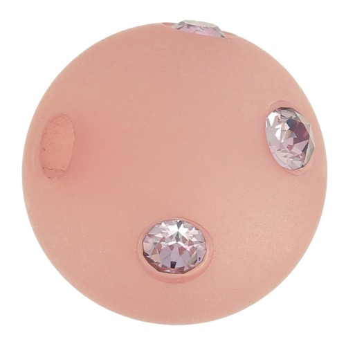 Round Polaris bead with rhinestones  10mm Antique Pink x1