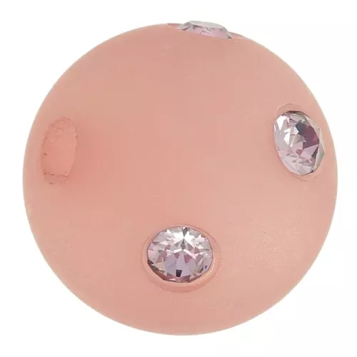 Round Polaris bead with rhinestones 10mm Antique Pink x1