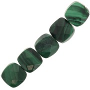 6 mm Square faceted gemstone bead - Malachite x1