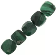 6 mm Square faceted gemstone bead - Malachite x1