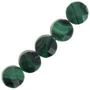 6mm Round faceted gemstone bead - Malachite x1