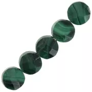 6mm Round faceted gemstone bead - Malachite x1