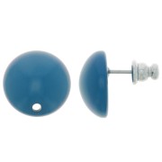 14 mm round resin earstuds - Duck Blue x2