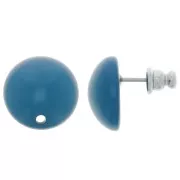 14 mm round resin earstuds - Duck Blue x2