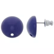 14 mm round resin earstuds - Navy blue x2