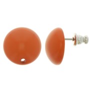 14 mm round resin earstuds - Terracotta x2|raw }}