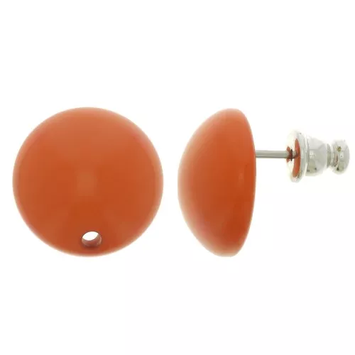 14 mm round resin earstuds - Terracotta x2