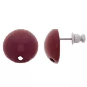 14 mm round resin earstuds - Garnet x2