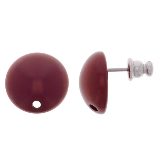 14 mm round resin earstuds - Garnet x2