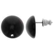 14 mm round resin earstuds - Black x2