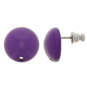 14 mm round resin earstuds - Violet x2