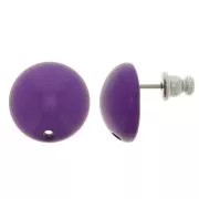 14 mm round resin earstuds - Violet x2