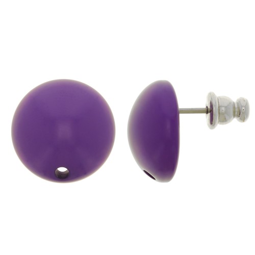 14 mm round resin earstuds - Violet x2