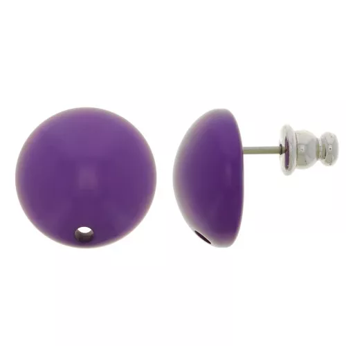 14 mm round resin earstuds - Violet x2