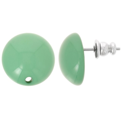 14 mm round resin earstuds - Green x2