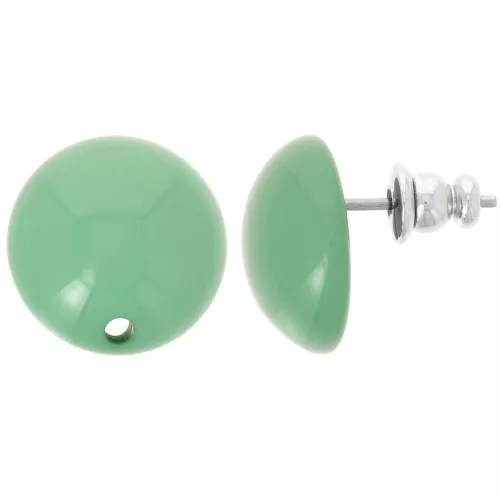 14 mm round resin earstuds - Green x2