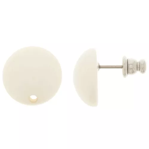 14 mm round resin earstuds - Ivory x2