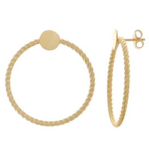 35mm Hoop earstuds for 8mm cabochon - Fine Gold plated x2