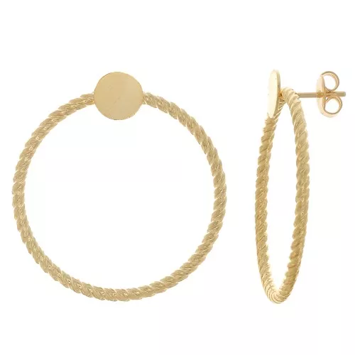 35mm Hoop earstuds for 8mm cabochon - Fine Gold plated x2