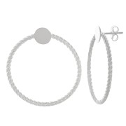 35mm Hoop earstuds for 8mm cabochon - Fine Silver plated x2